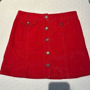 BDG Red Corduroy Mini Skirt Size 10
